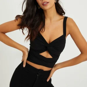 Kadın Önü Büzgülü Crop Bluz