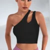 Tek Omuz Cut Out Detaylı Crop Top Bluz