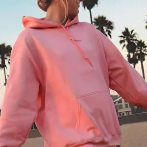 Millionaire Kadın Somon Düz Kapüşonlu Oversize 3 iplik Şardonlu Salaş Bol Kesim Hoodie Sweatshirt