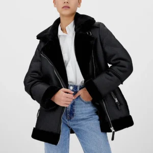 Stradivarius Içi Suni Kürklü Biker Ceket